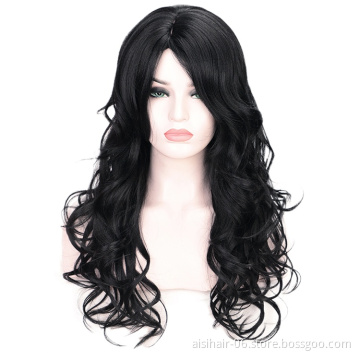 Black Body Wave Fiber Hair Wig Fashion Synthetic Wig Heat Resistant Long Wavy For Party Cosplay Women Wigs